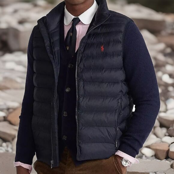 POLO Ralph Lauren DOWN Navy Blue Golf Vest Mens Size Small New RRL Fast Shipping